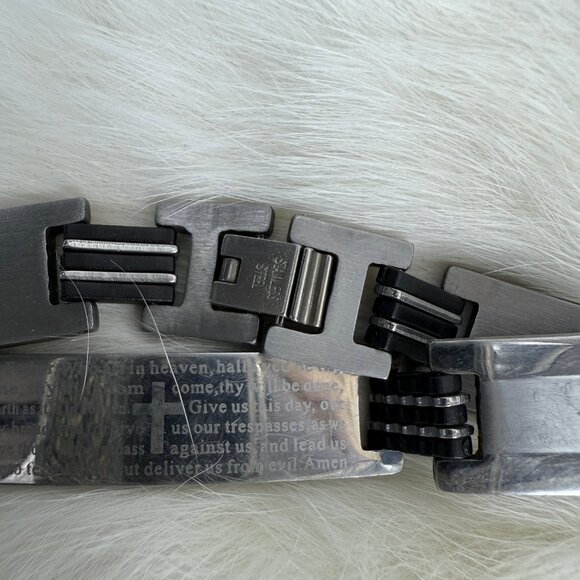 Men's Religious Christian Faith Stainless Steel Bracelet 8" - Picture 5 of 7